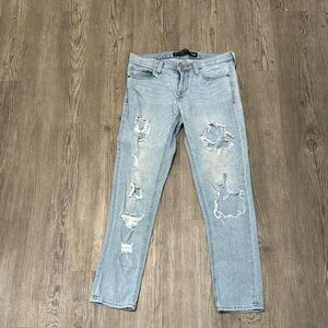EXPRESS Light Blue Distressed Girlfriend Jeans